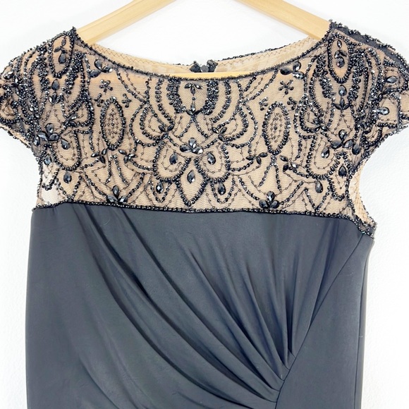 Tadashi Collection Beaded Long Maxi Formal Black Dress - Picture 13 of 16